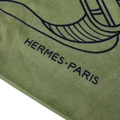 エルメス ヨッティング タラッサ バスタオル ビーチタオル グリーン ネイビー コットン レディース HERMES 【中古】
