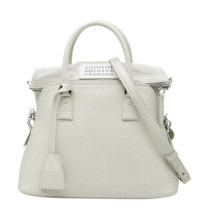 マルタンマルジェラ 5AC ミニ ハンドバッグ ショルダーバッグ 2WAY ホワイト レザー レディース MARTIN MARGIELA 【中古】