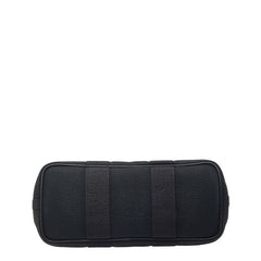 エルメス ヴァルパライソPM ハンドバッグ ブラック トワルシェブロン レザー キャンバス レディース HERMES 【中古】