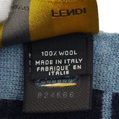 フェンディ ズッカ FFロゴ マフラー ネイビー系 ウール レディース FENDI 【中古】