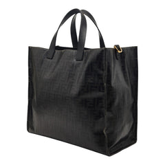 フェンディ フェンディマニア ズッカ フェンディ x フィラ コラボ トートバッグ 8BH357 ブラック PVC レザー ウール レディース FENDI 【中古】