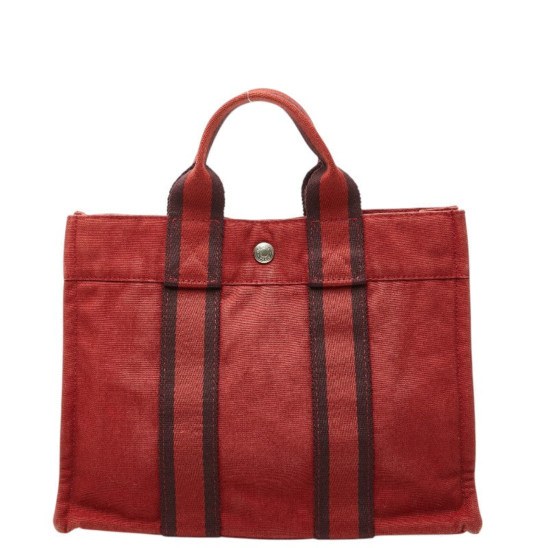 エルメス フールトゥPM ミニ トートバッグ ハンドバッグ レッド キャンバス レディース HERMES 【中古】