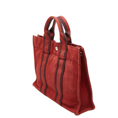 エルメス フールトゥPM ミニ トートバッグ ハンドバッグ レッド キャンバス レディース HERMES 【中古】