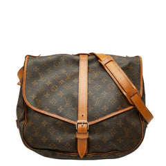 ルイ ヴィトン モノグラム ソミュール35 斜め掛け ショルダーバッグ M42254 ブラウン PVC レザー レディース LOUIS VUITTON 【中古】