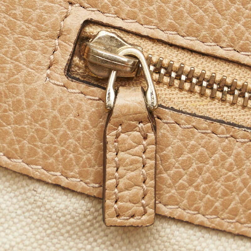 グッチ トートバッグ 354408 ベージュ ブラウン キャンバス レザー レディース GUCCI 【中古】