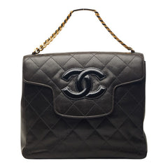 シャネル マトラッセ ココマーク チェーン ハンドバッグ ブラック ラムスキン レディース CHANEL 【中古】