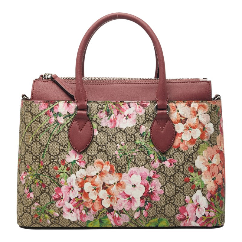 グッチ GGブルームス ハンドバッグ 409534 ベージュ ピンク PVC レザー レディース GUCCI 【中古】