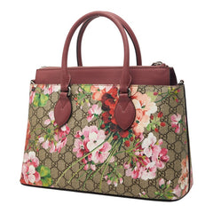 グッチ GGブルームス ハンドバッグ 409534 ベージュ ピンク PVC レザー レディース GUCCI 【中古】