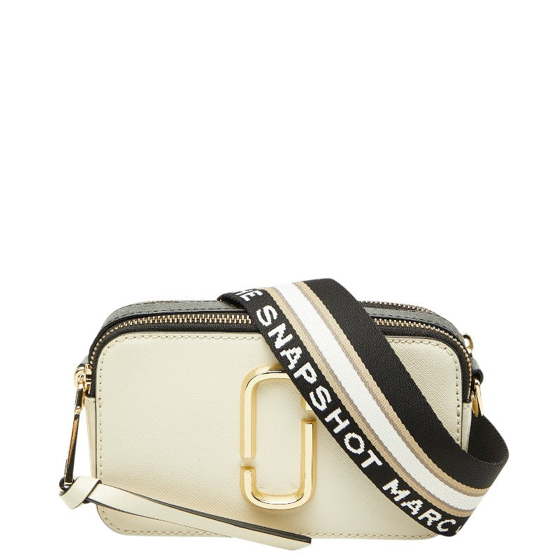 マークジェイコブス ザ スナップショット ショルダーバッグ カメラバッグ ホワイト ブラック レザー レディース MARC JACOBS 【中古】
