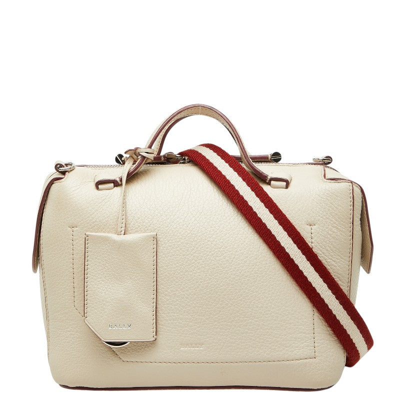 バリー キッセン スモール ハンドバッグ ショルダーバッグ 2WAY アイボリー ボルドー レザー レディース BALLY 【中古】