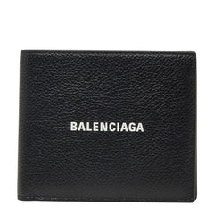 バレンシアガ ロゴ 二つ折り財布 594549 ブラック レザー メンズ BALENCIAGA 【中古】