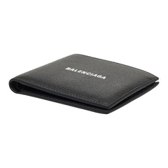 バレンシアガ ロゴ 二つ折り財布 594549 ブラック レザー メンズ BALENCIAGA 【中古】