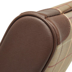 バーバリー チェック ポーチ カーキグリーン ブラウン キャンバス レザー レディース BURBERRY 【中古】