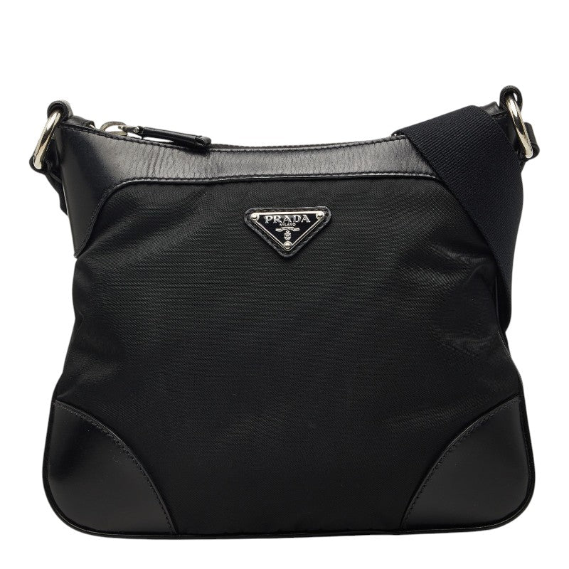 プラダ テスート 三角ロゴプレート 斜め掛け ショルダーバッグ BT0516 ブラック ナイロン レザー レディース PRADA 【中古】