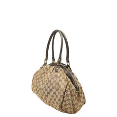 グッチ GGキャンバス トートバッグ ショルダーバッグ 2WAY 223974 ベージュ ブラウン キャンバス レザー レディース GUCCI 【中古】