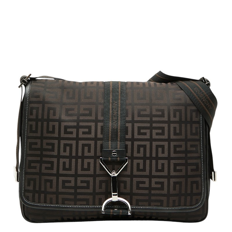 ジバンシー ロゴ 斜め掛け ショルダーバッグ ブラウン ブラック ナイロン レザー レディース Givenchy 【中古】
