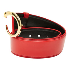カルティエ パンテール ベルト サイズ：S レッド ゴールド レザー レディース CARTIER 【中古】