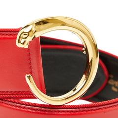 カルティエ パンテール ベルト サイズ：S レッド ゴールド レザー レディース CARTIER 【中古】