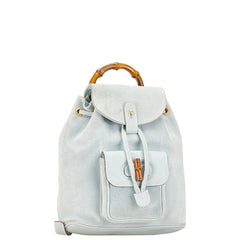 グッチ バンブー リュック バックパック 003 2058 0030 ライトブルー スウェード レザー レディース GUCCI 【中古】