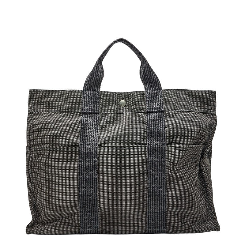 エルメス エールラインGM トートバッグ ハンドバッグ グレー キャンバス メンズ HERMES 【中古】