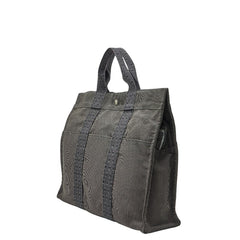 エルメス エールラインGM トートバッグ ハンドバッグ グレー キャンバス メンズ HERMES 【中古】