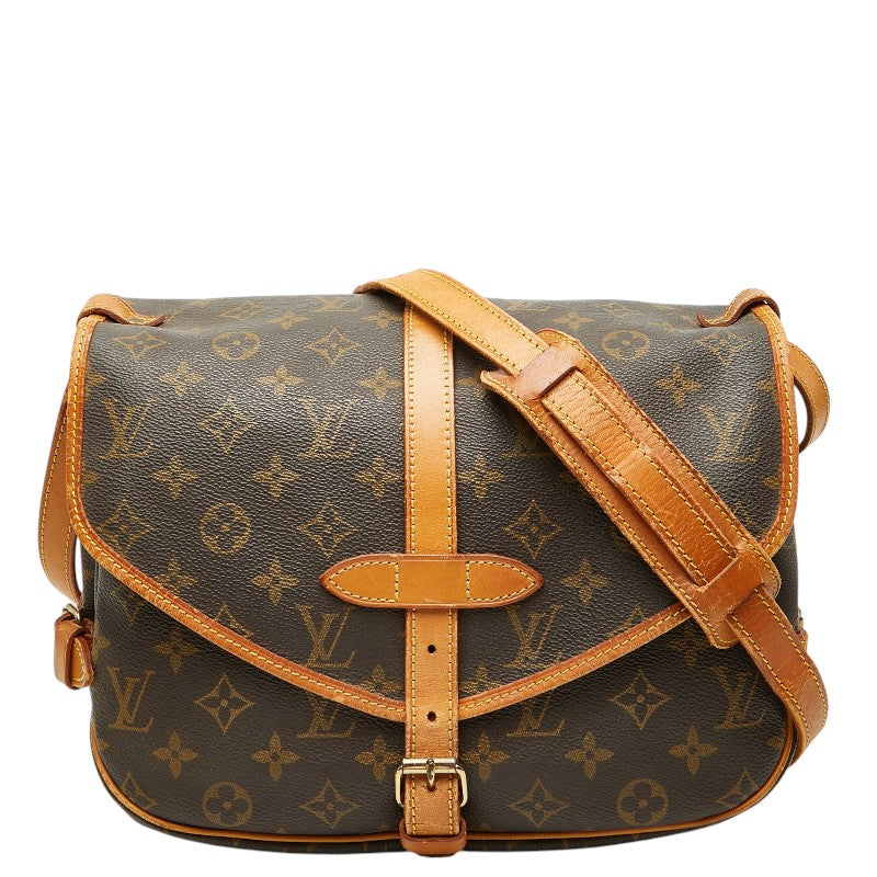 ルイ ヴィトン モノグラム ソミュール30 斜め掛け ショルダーバッグ M42256 ブラウン PVC レザー レディース LOUIS VUITTON 【中古】