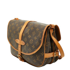 ルイ ヴィトン モノグラム ソミュール30 斜め掛け ショルダーバッグ M42256 ブラウン PVC レザー レディース LOUIS VUITTON 【中古】
