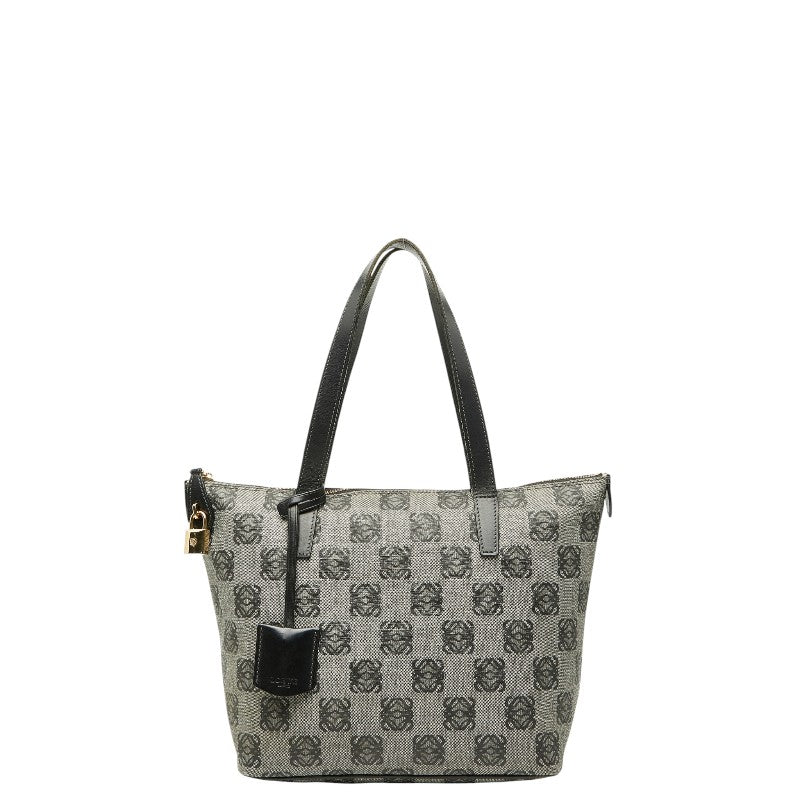ロエベ アナグラム トートバッグ グレー ブラック PVC レザー レディース LOEWE 【中古】