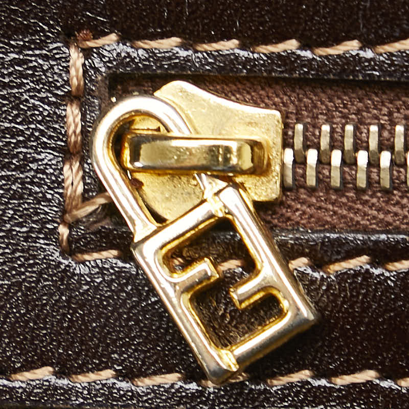 フェンディ ズッカ ビジネスバッグ ショルダーバッグ 2WAY ブラウン キャンバス レザー レディース FENDI 【中古】