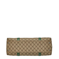 グッチ GGスプリーム ハンドバッグ トートバッグ 114595 ベージュ グリーン PVC レザー レディース GUCCI 【中古】