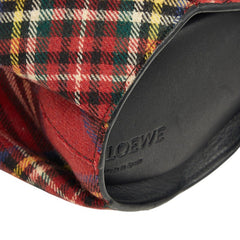 ロエベ タータンチェック エレファント 斜め掛け ショルダーバッグ レッド マルチカラー ウール レディース LOEWE 【中古】