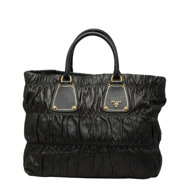 プラダ ゴーフル トートバッグ ブラック レザー サフィアーノレザー レディース PRADA 【中古】