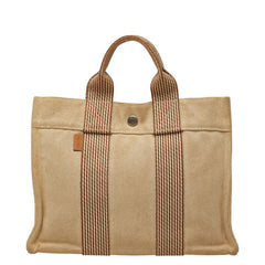 エルメス ニューフールトゥ トートPM トートバッグ ベージュ ブラウン キャンバス レディース HERMES 【中古】
