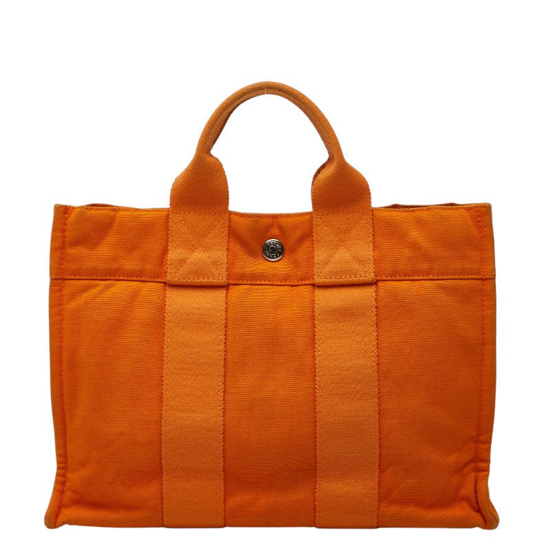エルメス フールトゥ トートPM ハンドバッグ オレンジ キャンバス レディース HERMES 【中古】