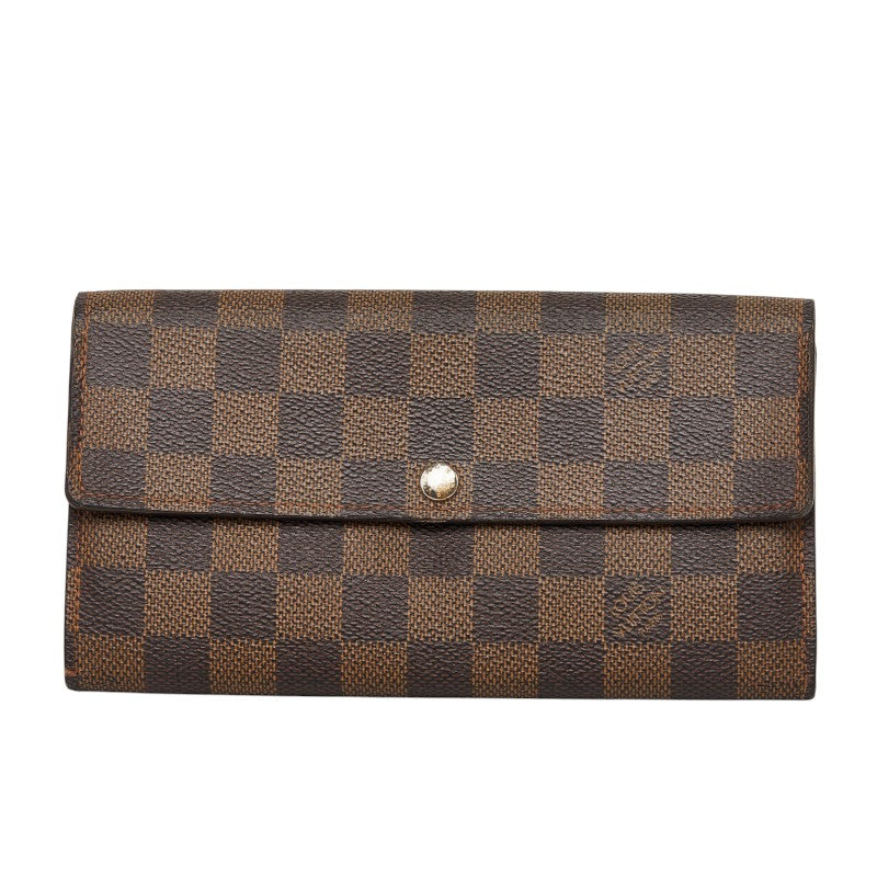 ルイ ヴィトン ダミエ ポルトフォイユ サラ 長財布 N61734 ブラウン PVC レザー レディース LOUIS VUITTON 【中古】