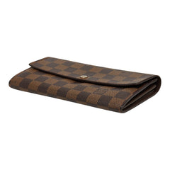 ルイ ヴィトン ダミエ ポルトフォイユ サラ 長財布 N61734 ブラウン PVC レザー レディース LOUIS VUITTON 【中古】