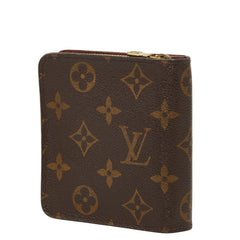 ルイ ヴィトン モノグラム コンパクトジップ 二つ折り財布 M61667 ブラウン PVC レザー レディース LOUIS VUITTON 【中古】