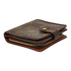 ルイ ヴィトン モノグラム コンパクトジップ 二つ折り財布 M61667 ブラウン PVC レザー レディース LOUIS VUITTON 【中古】