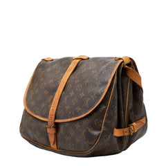 ルイ ヴィトン モノグラム ソミュール35 斜め掛け ショルダーバッグ M42254 ブラウン PVC レザー レディース LOUIS VUITTON 【中古】