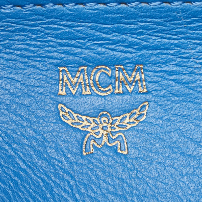 エム シー エム ヴィセトス スタッズ リュック バックパック ライトブルー レザー レディース MCM 【中古】