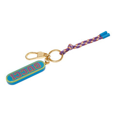 グッチ ロゴ バッグチャーム キーホルダー キーリング ブルー マルチカラー アクリル ファブリック レディース GUCCI 【中古】