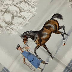 エルメス カレ90 LES HARAS NATIONAUX 国立種馬飼育場 スカーフ ライトブルー マルチカラー レディース HERMES 【中古】