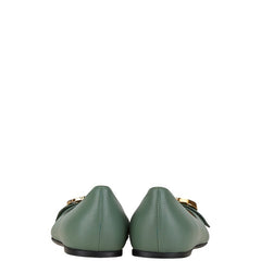 グッチ GGマーモント - フラットシューズ サイズ:35 1/2 365590 グリーン レザー レディース GUCCI 【中古】