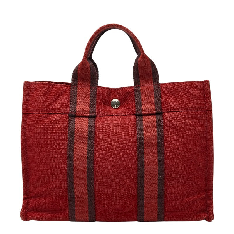エルメス フールトゥ トートPM ハンドバッグ レッド キャンバス レディース HERMES 【中古】