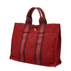 エルメス フールトゥ トートPM ハンドバッグ レッド キャンバス レディース HERMES 【中古】