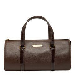 バーバリー ハンドバッグ ミニボストンバッグ ブラウン レザー レディース BURBERRY 【中古】