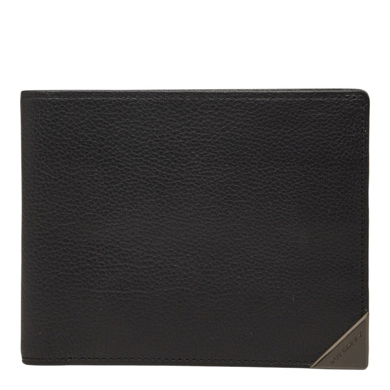 バーバリー 札入れ カードケース 二つ折り財布 ブラック レザー メンズ BURBERRY 【中古】