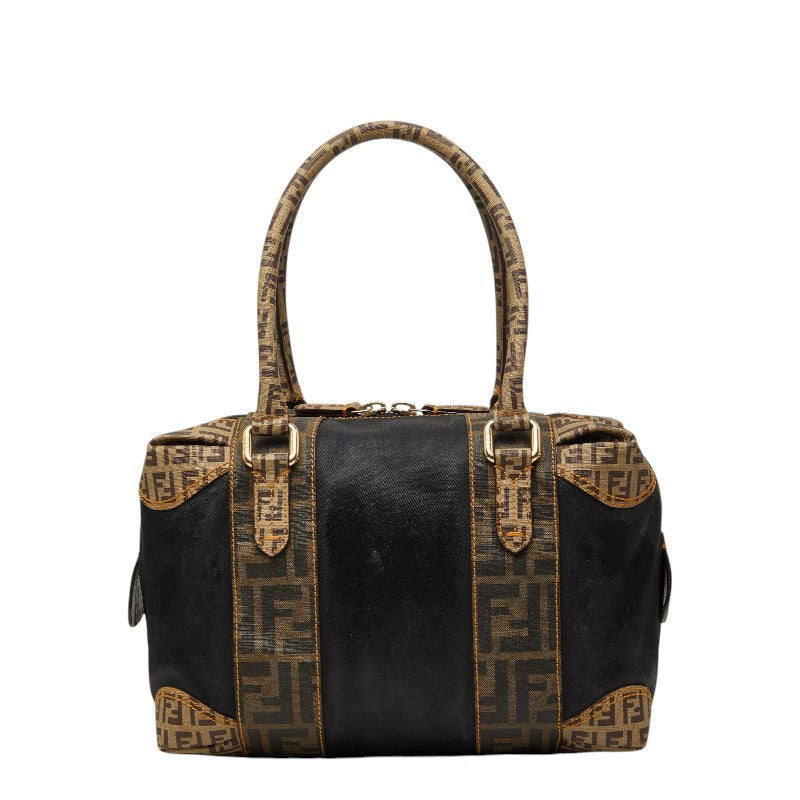 フェンディ ズッカ ズッキーノ ミニボストンバッグ ハンドバッグ ショルダー 8BL095 ブラック ブラウン キャンバス PVC レザー レディース FENDI 【中古】