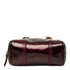 ロエベ アマソナ マイクロミニ ハンドバッグ ショルダーバッグ 2WAY ワインレッド ボルドー エナメル レディース LOEWE 【中古】