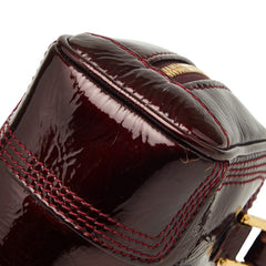 ロエベ アマソナ マイクロミニ ハンドバッグ ショルダーバッグ 2WAY ワインレッド ボルドー エナメル レディース LOEWE 【中古】